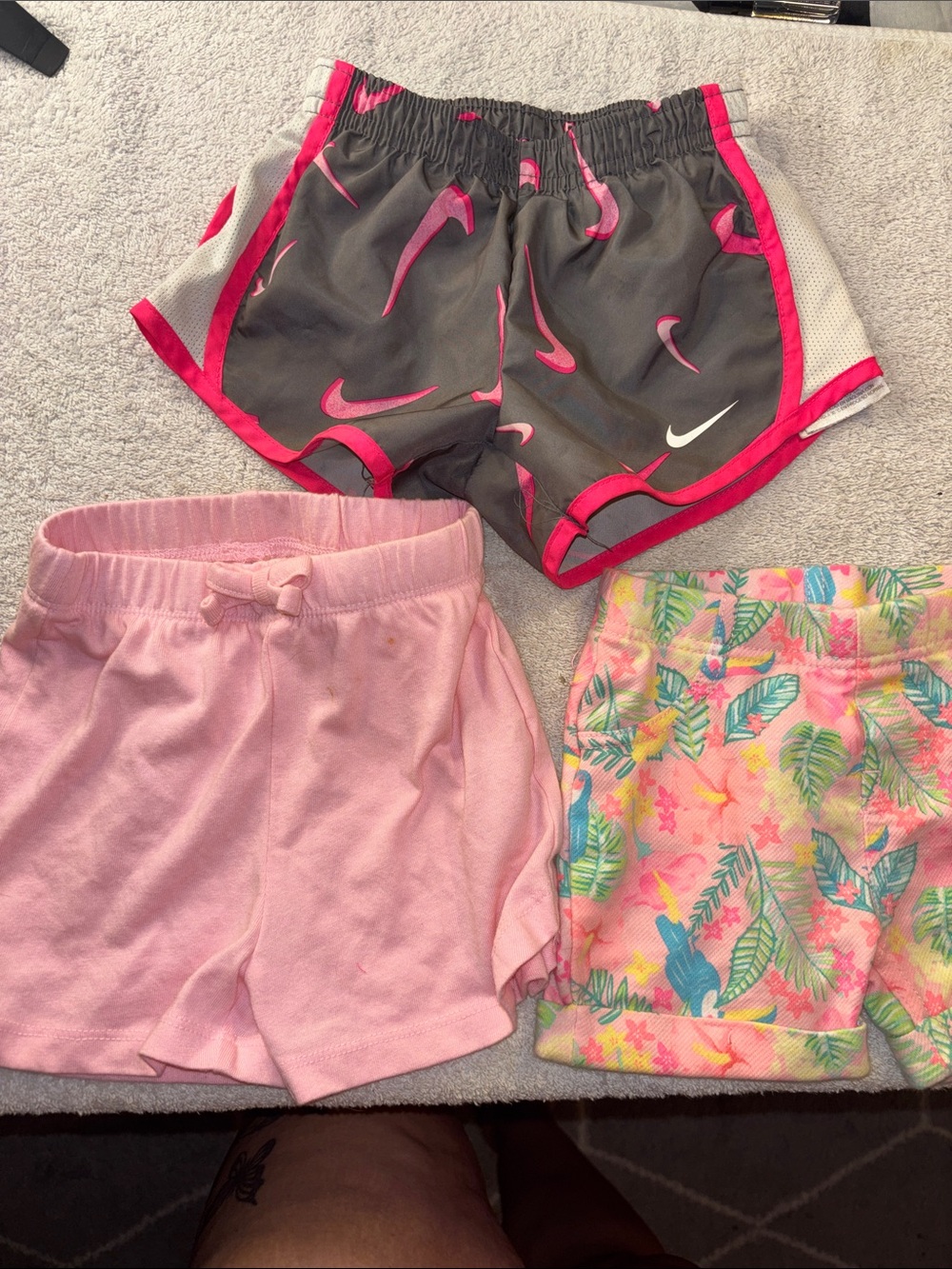 Nike Girls' Gray & Pink Athletic Shorts bundle